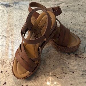 Brown Sandals with Wide Straps and Contoured Footbed